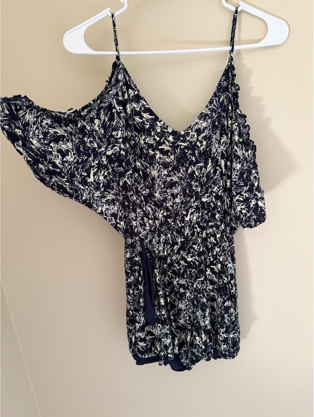 S Lush lined romper, blue/cream